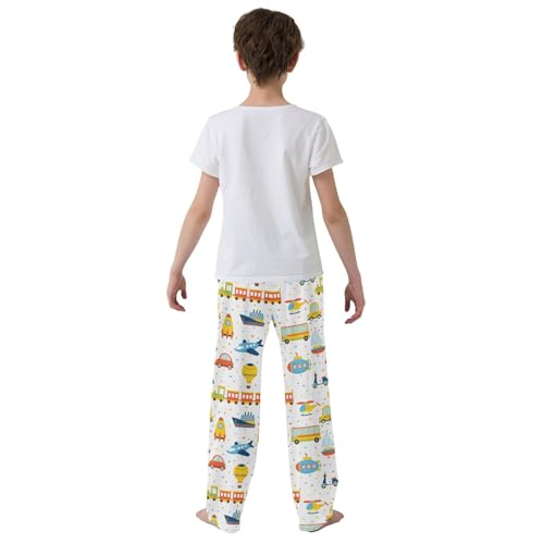 ZZXXB Transportation Print Boys Long Pants Soft Trousers Elastic Waist Kids Lounge Bottoms with Pockets S-XL3