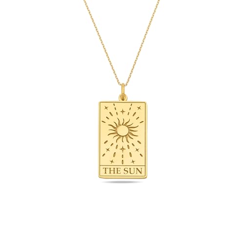 14K Gold Vermeil, The Sun, Fotune, The World, The Moon Pendant, Tarot Cards Charm,Good Luck Amulet Pendants Sterling Silver Jewelry Gift For Her