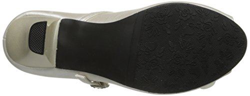 Swea Pea & Lilli Girl's Peep Toe Dress Shoe with Satin Flowers Ivory 4