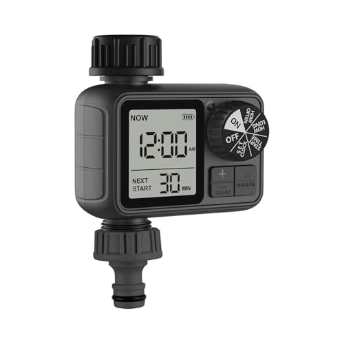 Image of Pinolex Garden Automatic Irrigation Water Timer System Controller for Drip Irrigation Kit Digital Fully Automatic Water Timer | Programmable Irrigation Gardening Plant Dripper Dial Button Operation