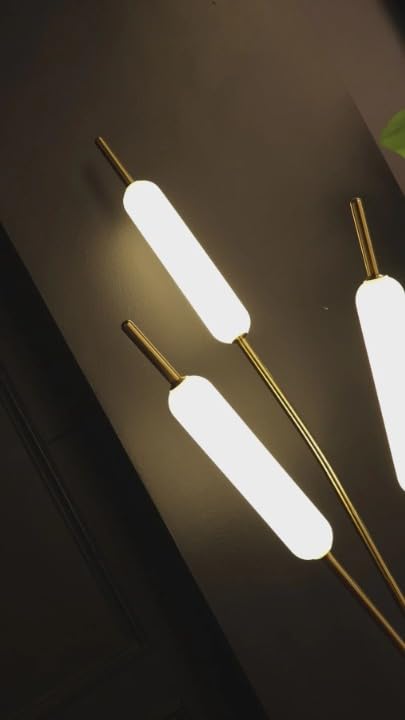 Image of Modern Gold Floor Lamp with 3-Color LED | Minimalist Standing Lamp for Living Room & Bedroom | Metal Floor Lamp for Home Decor, Study & Corner Lighting
