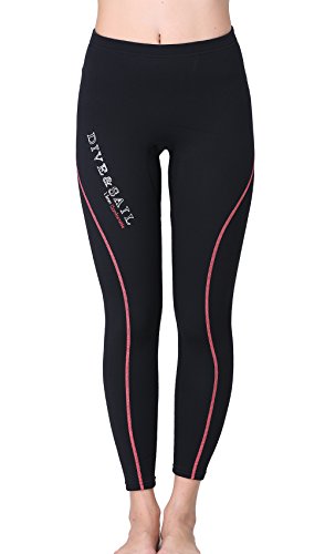 Dive & Sail Wetsuit Pants 1.5mm Women Neoprene Pants For Kayaking Surfing Snorkeling Padding (Red & Black, 10)