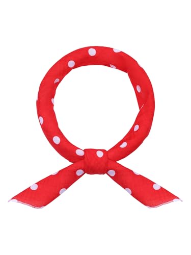 Women's Polka Dots Printed Blended Cotton Scarves, 1950s Retro Small Square Headscarf Neckerchief