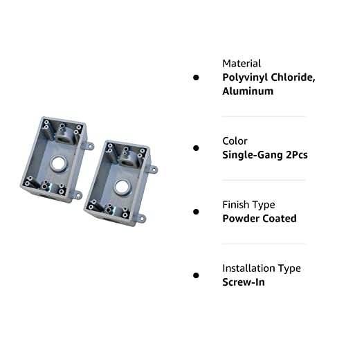 Yxx-Tech Single-Gang Electrical Box, Suitable 1/2-Inch Or 3/4-Inch Electrical Conduit Weatherproof Outdoor Outlet Box, Ul Listed，Plastic Junction Box Outlet（2Pcs） #TOP6