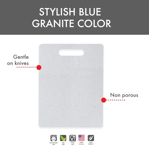 Dexas Superboard Cutting Board with Handle 11 x 14.5 inch Blue Granite, Kitchen Prep Board, Dishwasher Safe, Non-Porous Poly Surface, Made in USA by Dexas - Used condition - Image 7