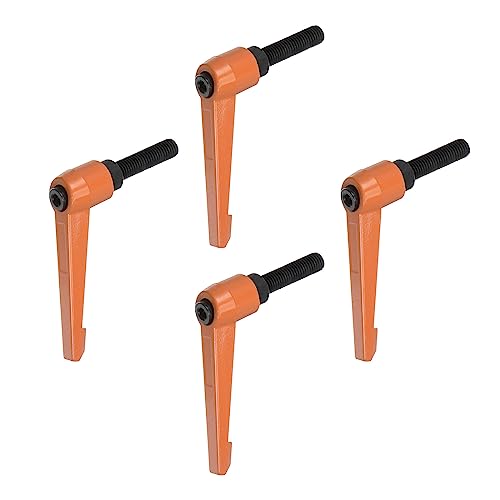 QUARKZMAN 4 Stück Klemmhebel Griff M10 x 30mm Außengewinde Schrauben Spritzbeschichter Kohlenstoffstahl Verstellbare Handgriffe Spannhebel Befestigung für Werkzeugmaschinen Geräte, Orange