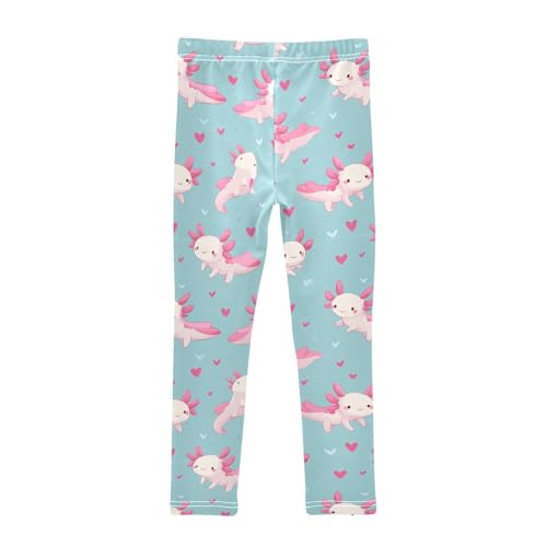 Boccsty Cartoon Pink Axolotls Hearts Girls Leggings Kids Yoga Pants Dance Active Tights 4T2