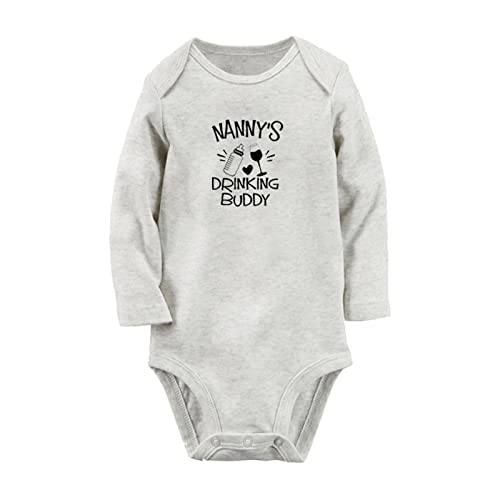 Image of iDzn Nanny's Drinking Buddy Funny Rompers Newborn Baby Bodysuits Infant Jumpsuits Outfits Long Sleeves Clothes