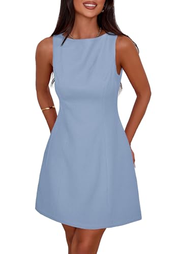 PRETTYGARDEN Womens Formal Short Dresses 2026 Summer Sleeveless Boat Neck