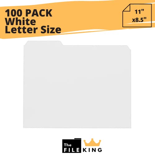 The File King 1/3 Cut White File Folders Letter Size - 100 Pack | Colored Manilla Folders 8.5 X 11 | Usa Made | Assorted 3 Tab Color Manila File Folder | Basic Heavy Duty Paper Holder #TOP1