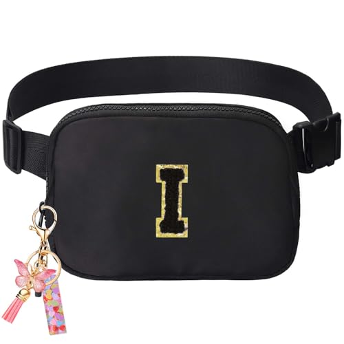 Image of Belt Bag for Girls Gifts - Birthday Gifts for Teenager, Personalized Gifts for Mom Freind Sister Teacher, Graduation GiftsInitial Crossbody Bag Belt Bag for Women Black I