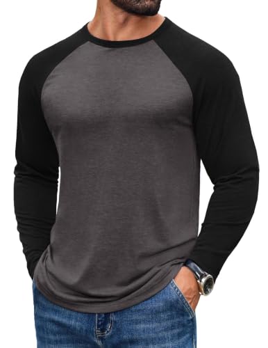 COOFANDY Men's Long Sleeve Tee Shirts Crew Neck Raglan T Shirt Stretchy Jersey Casual Work Sports Top