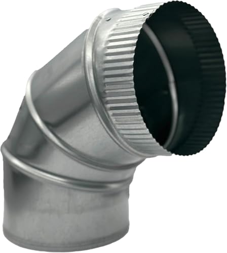 Mitchell Metal 4 Adjustable Duct Elbow 90 Degree HVAC - Galvanized Sheet Metal 28-Gauge Duct Connector - Ideal for Round Tube Air Ventilation & Vent Pipe Ductwork (4 Inch)