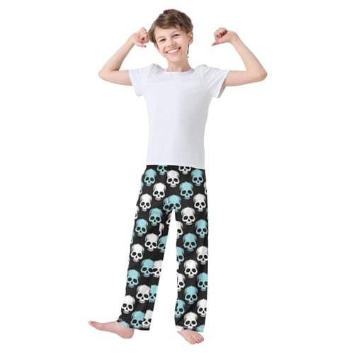 ZZXXB Skeleton Boys Long Pants Soft Trousers Elastic Waist Kids Lounge Bottoms with Pockets S-XL2