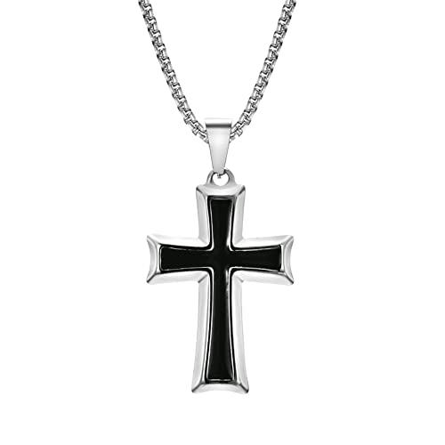 NIGHTCRUZ Stainless Steel Cross Pendant, Heavy Cross Necklace for Men Women