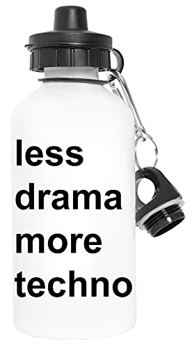 Sostenibile Less Drama, More Techno Sport Viaggio Bianca Bottiglia d\'acqua Metallo A Prova Di Perdita Travel White Water Bottle Metal Leak-Proof