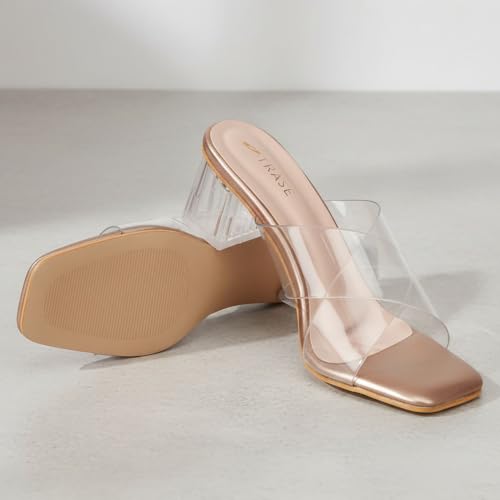 Image of TRASE Transparent Cross Strap Block Heels for Women Stylish | Fashionable Heel Sandals for Girls | Elegant & Formal Footwear