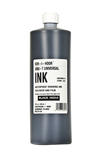 Koh-I-Noor Dye-Based Universal Drawing Ink 32 Oz. Bottle, Black