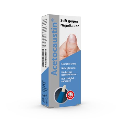 Acetocaustin Stift gegen Nägelkauen | Für Kinder ab 3 Jahren & Erwachsene | Daumenlutschen abgewöhnen | Nägelkauen stoppen | Anti Fingernägel kauen | Nicht glänzend | Fördert das Nagelwachstum | 3ml
