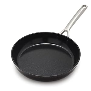 GreenPan GP5 Hard Anodized Healthy Ceramic Nonstick 10″ Frying Pan Skillet, Heavy Gauge Scratch Resistant, Stay Flat Surface, Induction, Mirror Finish Handle,Oven Safe, PFAS-Free, Black