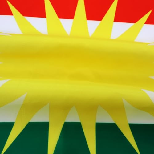 Image of AZ FLAG - Kurdistan Flag - 3x5 Ft - Light Polyester Curdistan Banner with Two Brass Eyelets - Fade Resistant - Vivid Colors - 3' x 5' Feet - 150x90 Cm