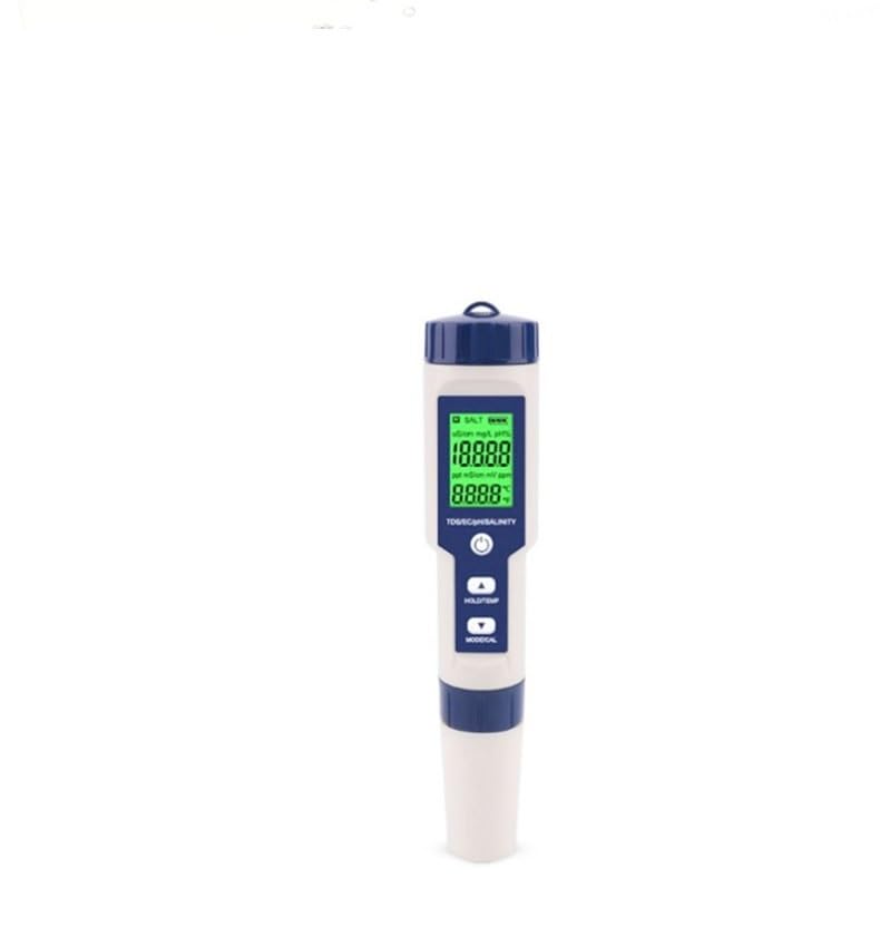 EZ-9909 5 in 1 TDS/EC/PH/Salinity/Temperature Meter Digital Water Quality Monitor Tester for Pools, Drinking Water