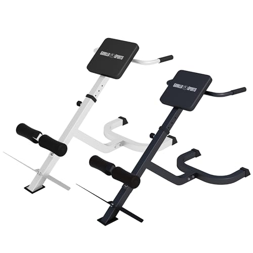 GORILLA SPORTS® Rückentrainer - 5-fach Verstellbar, bis 120 kg, mit Beinfixierung, Schwarz/Weiß - Rückenstrecker Gerät, Hyperextension Bank, Bauchmuskeltrainer, Bauchtrainer für Zuhause (Schwarz) GORILLA SPORTS® Rückentrainer - 5-fach Verstellbar, bis 120 kg, mit Beinfixierung, Schwarz/Weiß - Rückenstrecker Gerät, Hyperextension Bank, Bauchmuskeltrainer, Bauchtrainer für Zuhause (Schwarz)