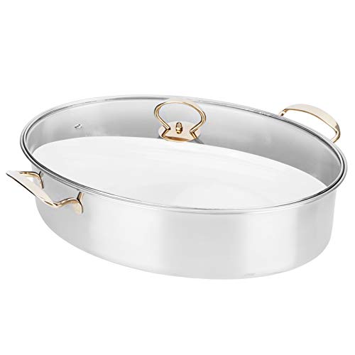 Nikou Sartén de tortilla de huevo, máquina para hacer panqueques para estufa de gas, olla de acero inoxidable 304, gran capacidad, juego de ollas ovaladas para cocinar al vapor con plato, herramientas