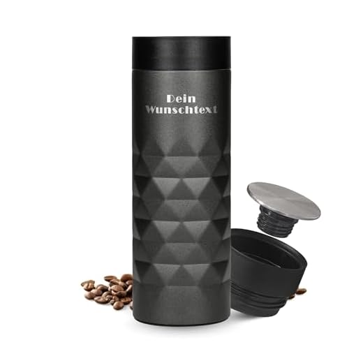 Personalisierter Thermobecher 450 ml - doppelwandiger Edelstahl Kaffeebecher to go - auslaufsicherer 360 Grad Deckel - Geschenkidee zu Weihnachten - Travel Mug hält Getränke lange warm