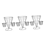 GRADENEVE 3 Piezas Soporte de Conos para Patatas Fritas Hierro con Acabado Electrodepositado Rejilla para Presentación de Aperitivos Hogar y Restaurantes Fácil Limpieza y Uso