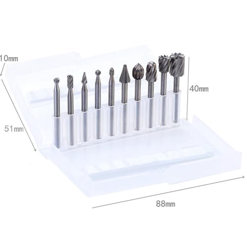 Set de 10 fresas de carburo de tungsteno 1/8 pulg. doble corte miniatura 2