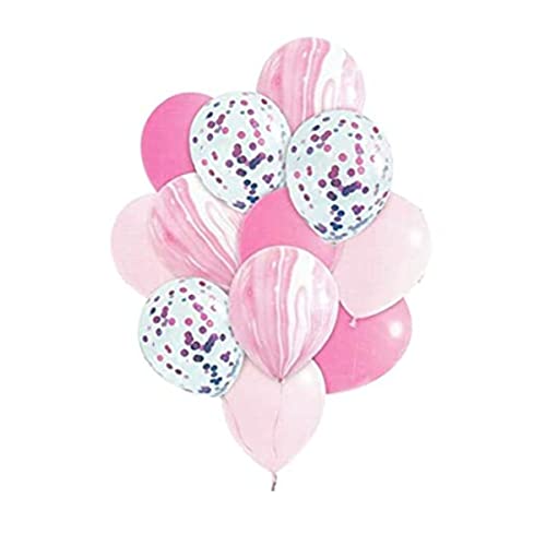 Image of Crackles Pink Marble Balloon Set with Confetti Balloons for Birthday, Anniversary, Weddings, Engagement, House Warming Decoration | Party Balloons (Marble Balloons-Pink Pack of 12)