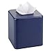 mDesign Metal Square Tissue Box Cover, Modern Facial Paper Holder - Accessories for Bathroom Vanity, Bedroom Dresser, Night Stand, Desk, Office, End Table - Unity Collection - 2 Pack - Matte Navy Blue