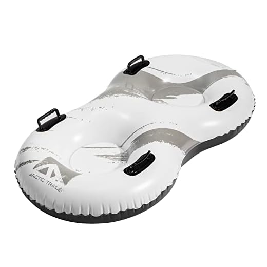 Franklin Sports Arctic Trails 2 Person Snow Tube Snow Sled - Snow Rider- Inflatable Sled- Double Snow Tube - Inflatable Sled- Kids - Youth - Inner Tube- Swim and Snow - River- Heavy Duty, Grey/White