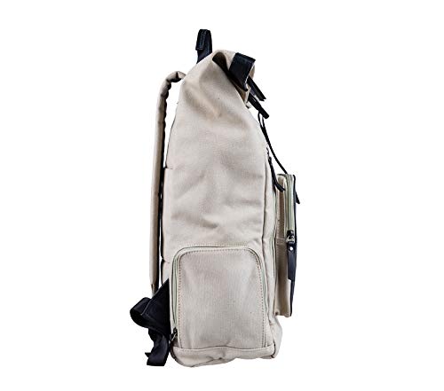 Image of Strap It TABI - Multipurpose Canvas Rolltop Laptop Backpack with Genuine Leather Details