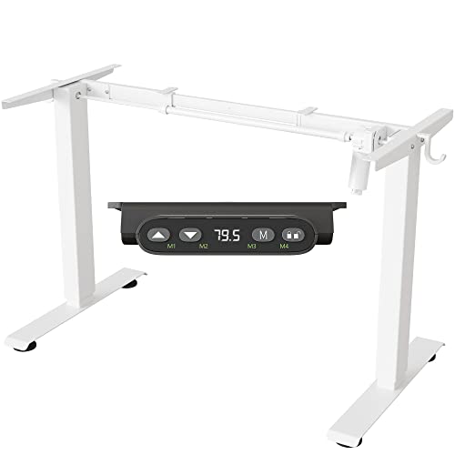 FEZIBO Schreibtisch höhenverstellbar elektrisch, elektrische Stehpultbeine mit USB Type C und Kindersicherung, 2-teilige Beine und Kollisionsschutzfunktion, Weiß(nur Gestell) Cover