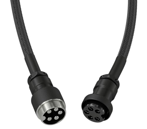 GLORIOUS Gaming Premium Coiled Keyboard Cable - Gold Plated USB-A (PC) to USB-C (Keyboard), Tangle Resistant, Double Braided Sleeving for Peak Durability, 5-Pin Aviator Mid-Connection - Phantom Black