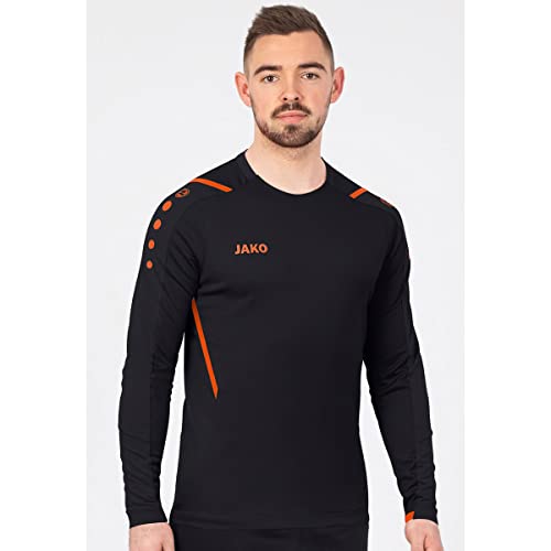 JAKO - Défi du Sweat-Shirt, Mixte, Noir/Orange Fluo, M