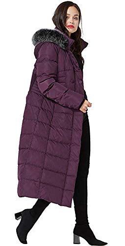 Molodo Women's Long Down Coat with Fur Hood Maxi Down Parka Puffer Jacket2