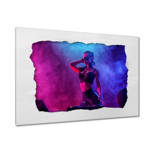 Toile DJ féminine 90x60 cm pour créer une ambiance salon bar lounge H8333M