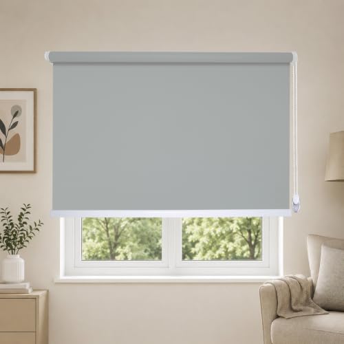 Image of 100% Blackout Roller Blind for Windows|Room Darkening & Privacy Protection Window Shade Blinds|Home, Bedroom, Living Room & Office|Light Grey, 4.5X7 Feet, Pack of 1