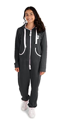 Gennadi Hoppe Combinaison pour enfant - Combinaison de jogging - Survêtement pour fille, gris foncé, 7-8 ans Cover