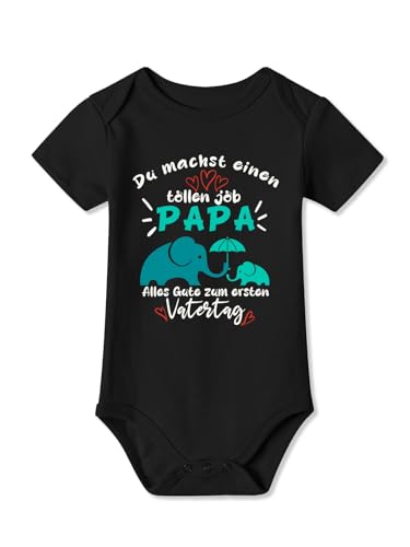 BesserBay Baby Unisex Strampler Geschenk Erster Vatertag Einen Tollen Job Schwarz Kurzarm Body 9-12 Monate