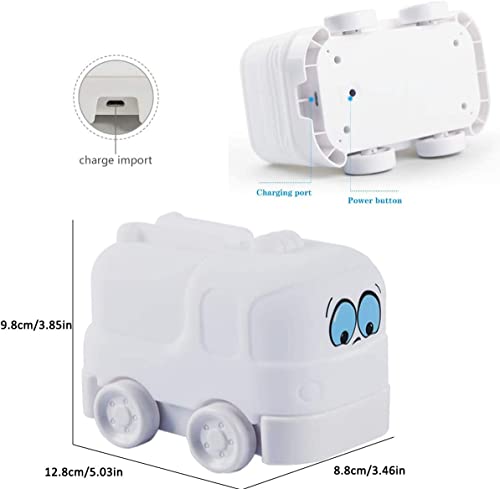Image of Night Light Kids with Cute Car Design Children's Room LED Bedside Lamp with Changeable RGB Colors Rechargeable Night Light Compatible with Touch Control & Remote Control - Fire Truck