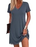 robe bleu marine collant gris Liberté de Mouvement: Les manches courtes et la coupe décontractée assurent une grande liberté de mouvement. Parfaite pour dormir, se détendre à la maison ou profiter d’un matin tranquille, cette chemise de nuit offre confort et aisance.