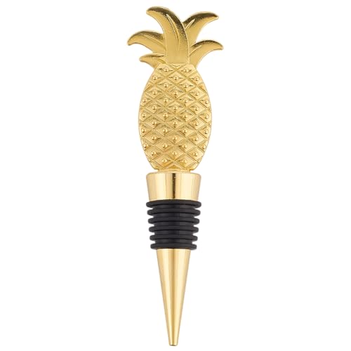 GORGECRAFT Pineapple Glass Wine Stopper Zinc Alloy Wine Bottle Toppers Golden Reusable Fruit Champagne Pump Decor for Men and Women Holiday Housewarming Christmas Halloween Wedding Party