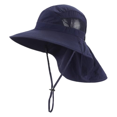 Image of Home Prefer UPF50 Wide Brim Kids Sun Hat Neck Flap Boys Girls Sun Protection Hat for Beach Fishing