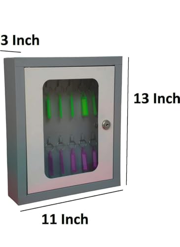 Image of Heavy Metal Keyholder Box Key Wall Box Storage Key Organizer Wall Mount Key Holder for Wall Size Large 13 * 11 * 3 inch (14 Key)