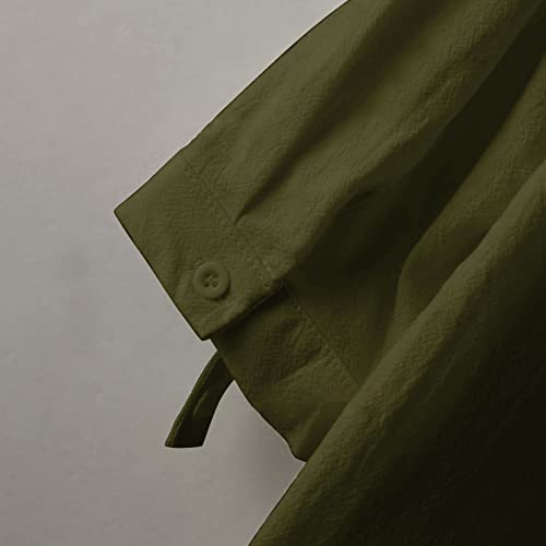 Men's Cotton Linen Long Sleeve Shirts Casual Button Down Banded Collar Shirt Loose Fit Beach Summer Fall Tops Tshirts3