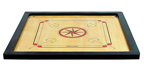 Image of Duro Matte Finish Club Carrom Board for Professionals and Clubs with Coins Striker & Boric Powder, Pack of 1, Beige